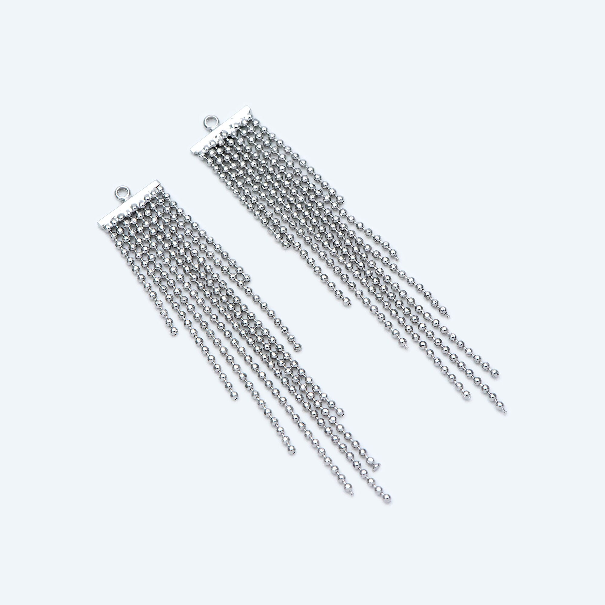 4pcs Gold/ Silver tone Chain Tassels 62mm Long, Ball Chain Tassels,Earring Tassels (GB-945-D)